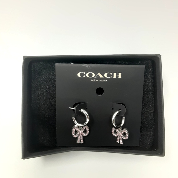 Coach Pave Bow Huggie Earrings - Picture 3 of 5